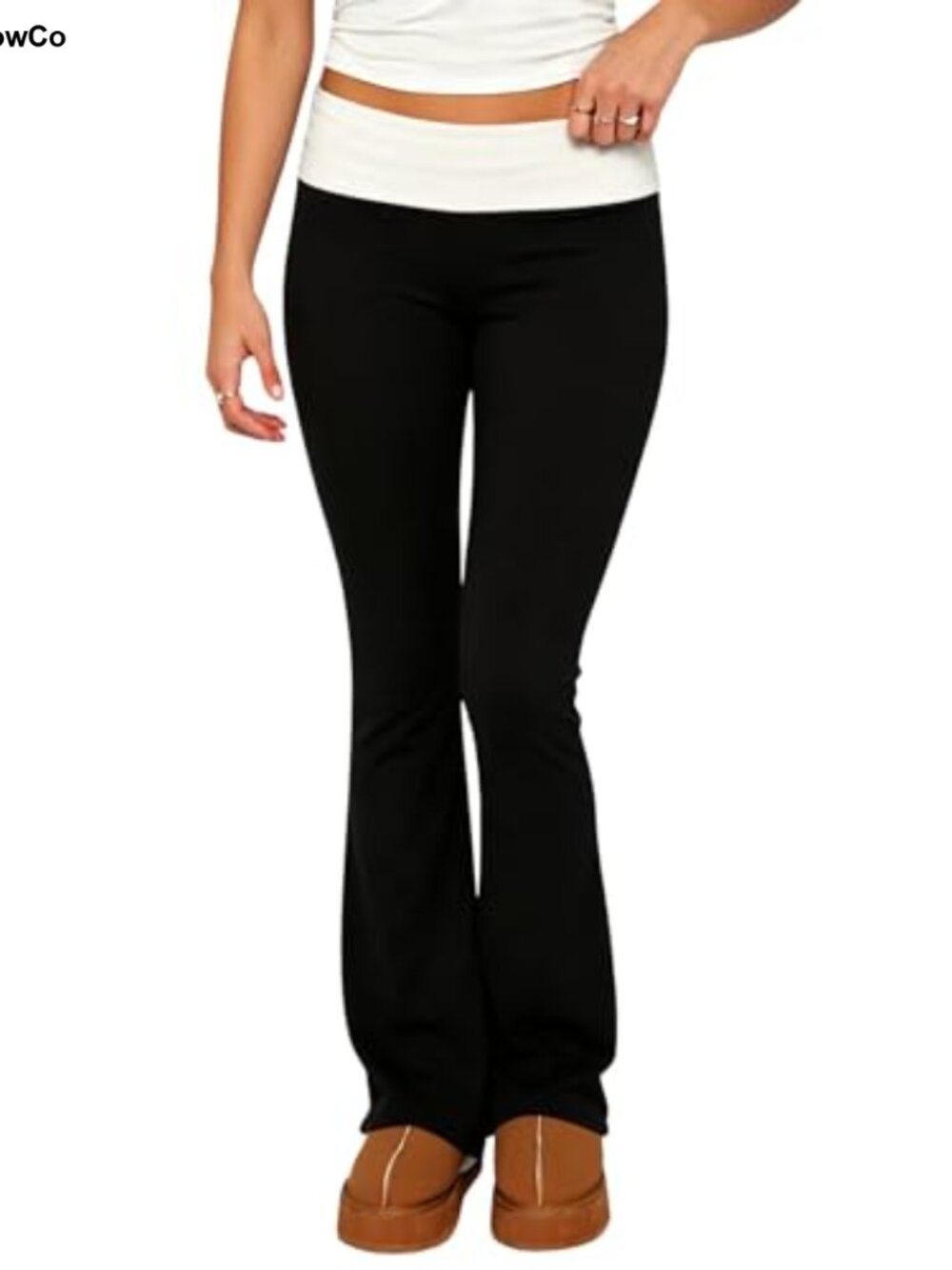 Women's Fold Over Bootcut Yoga Flare Leggings Stretchy Low Rise Y2K Pants